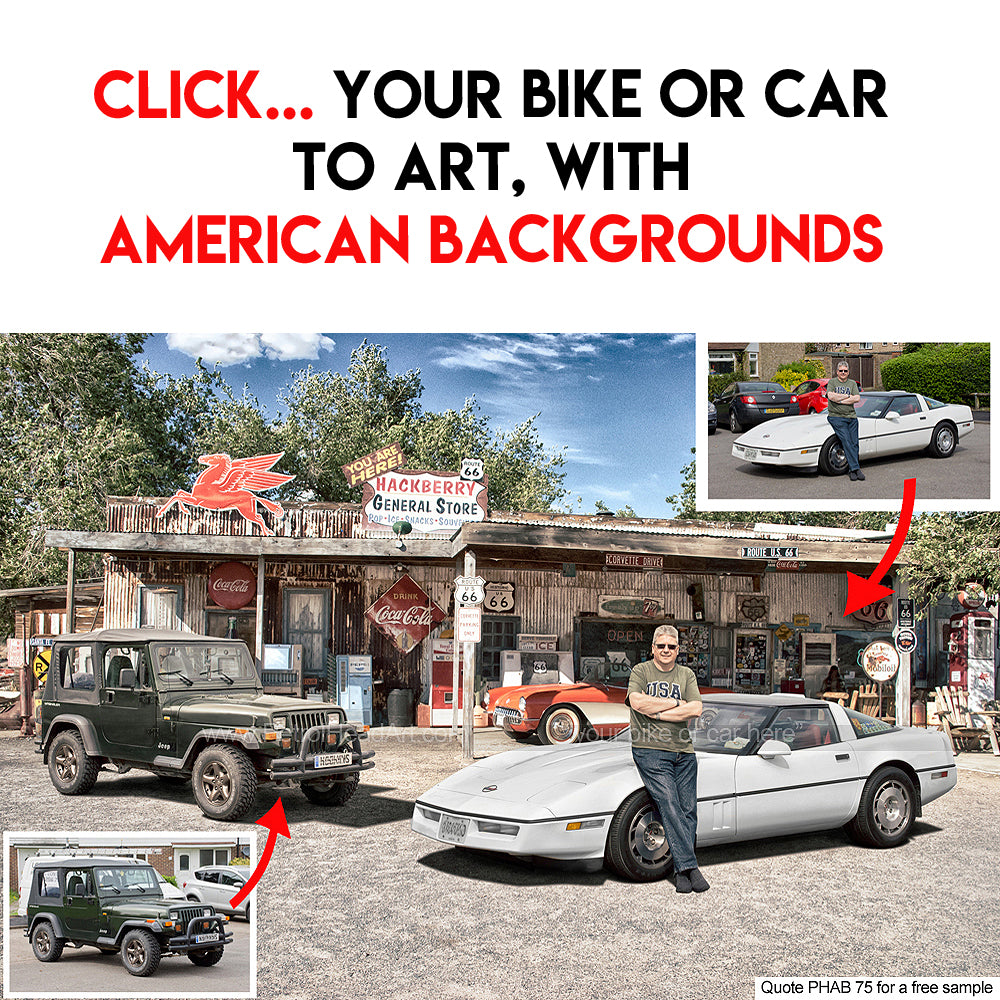 Personalised American Car Art Backgrounds