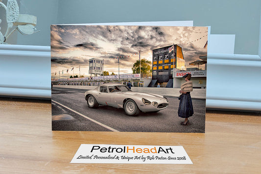 Goodwood Revival Art Jaguar Low Greetings Card