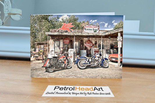 Iconic Harley Route 66 Art Greetings Card