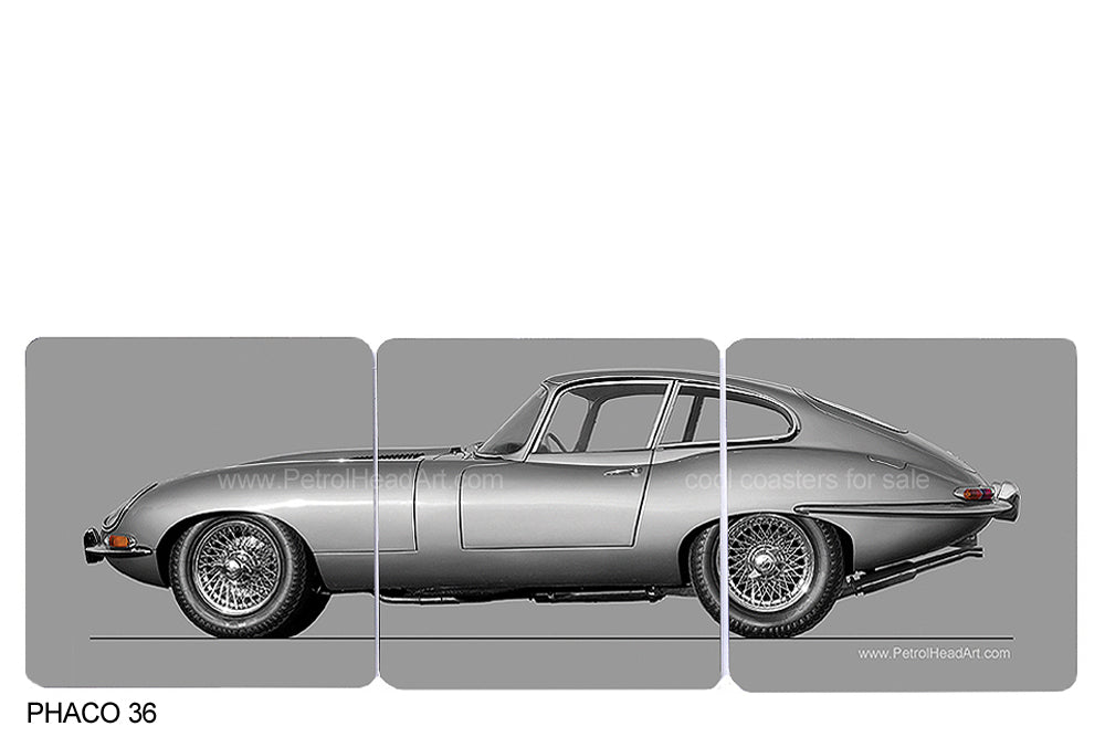 Jaguar E-Type Silver Art Coasters