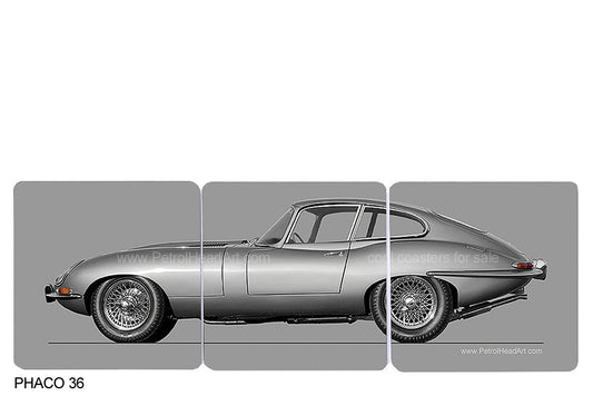 Jaguar E-Type Silver Art Coasters