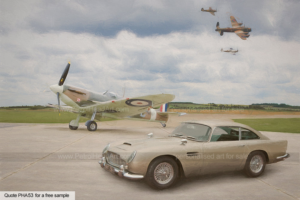 Aston Martin DB5 Art Spitfire Art For Sale