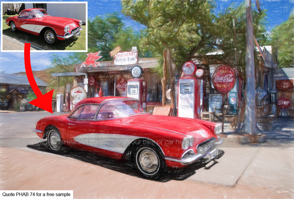 personalised car drawing art
