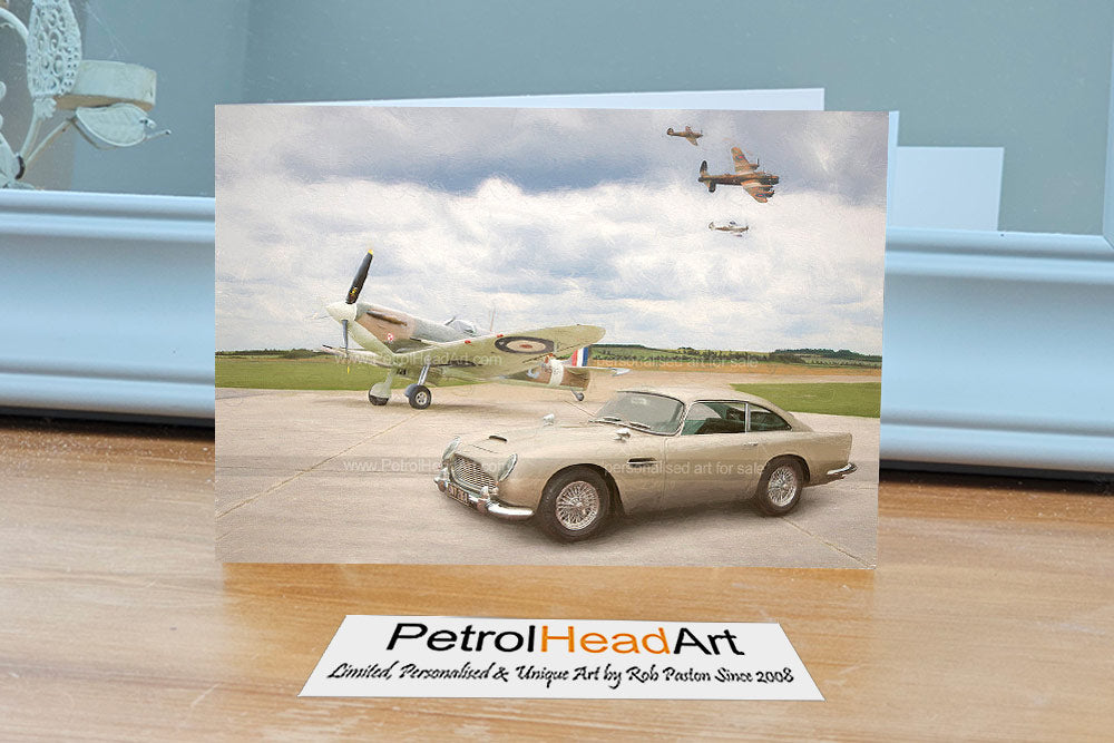 Aston Martin DB5 Art Spitfire Greetings Card