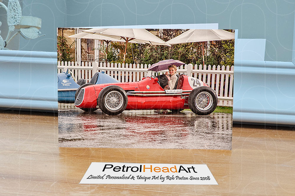 Goodwood Revival Art Rain Greetings Card