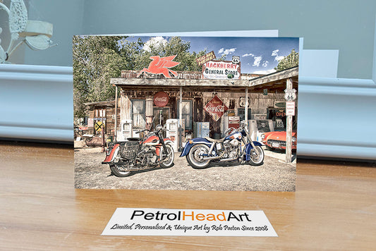 Iconic Harley Route 66 Art Greetings Card