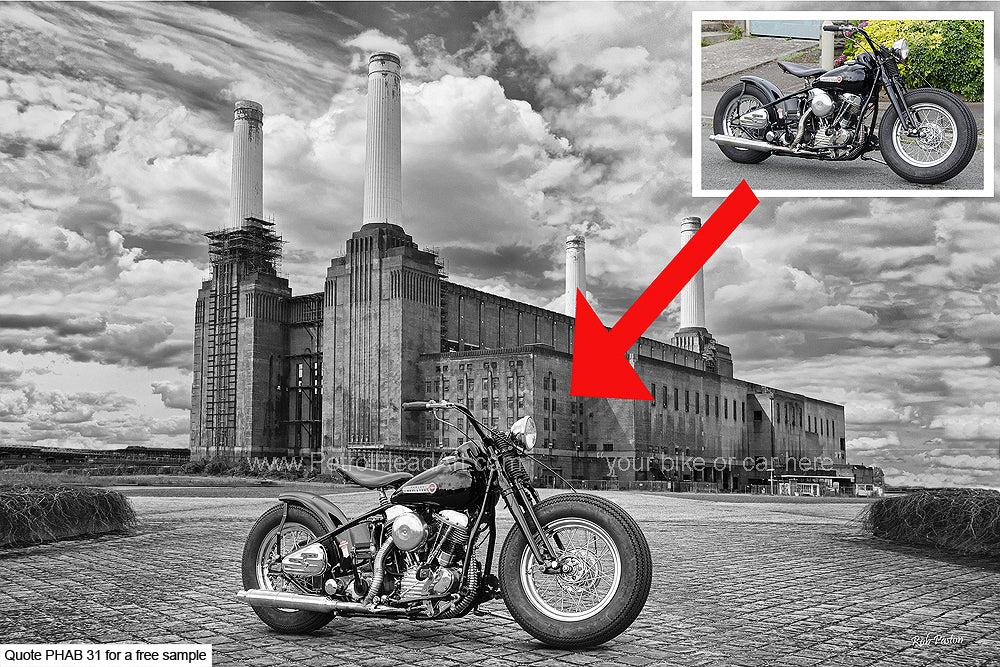 Battersea Power Station Art Personalised Bike And Car Backdrop