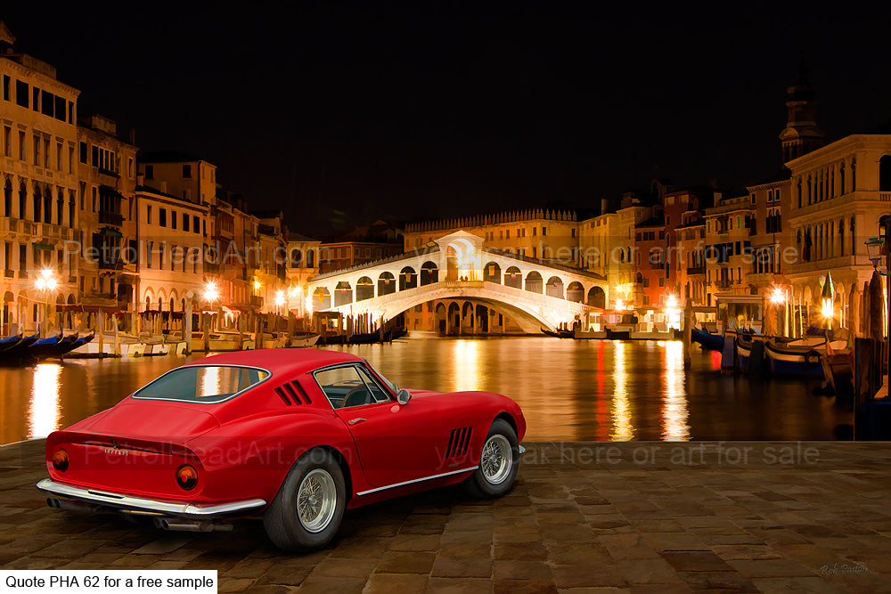 Classic Ferrari 275 and Rialto Bridge Venice