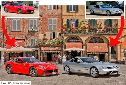 Personalised car art ideas Tuscany Cafe Scene