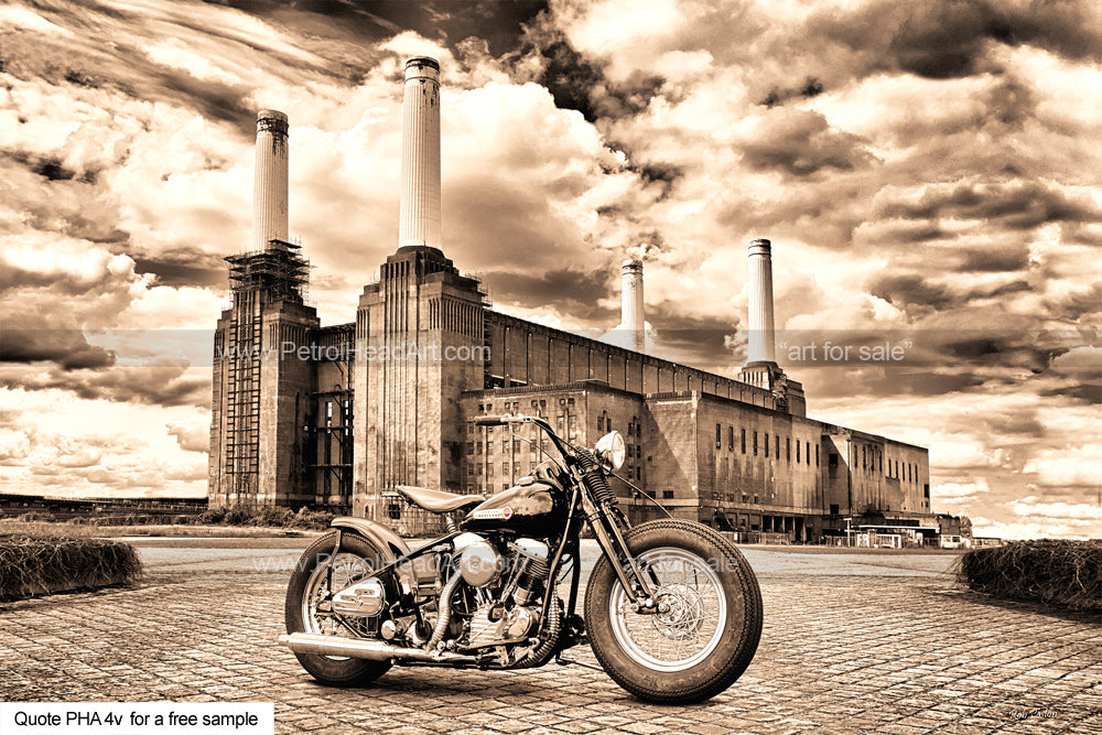 Battersea Power Station Harley Art For Sale