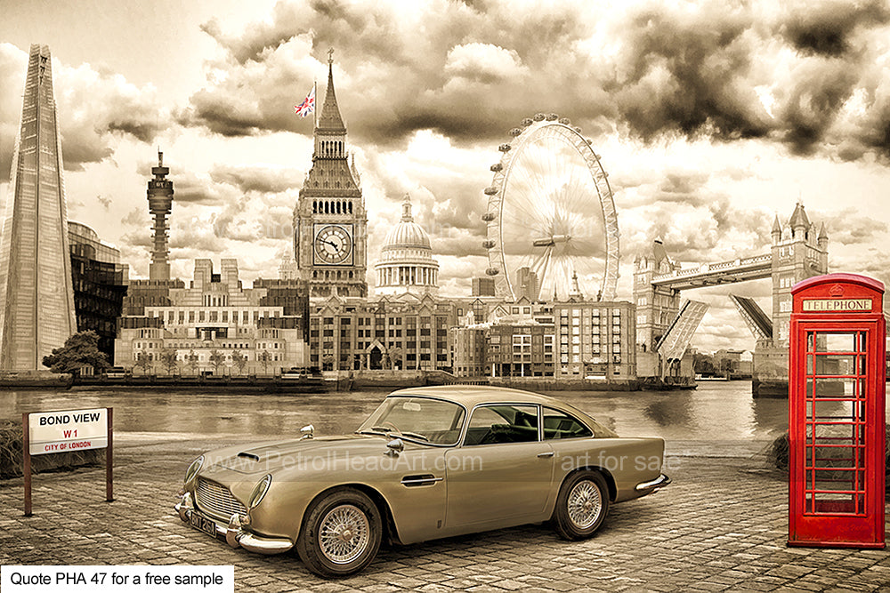 James Bond DB5 Art Greetings Card